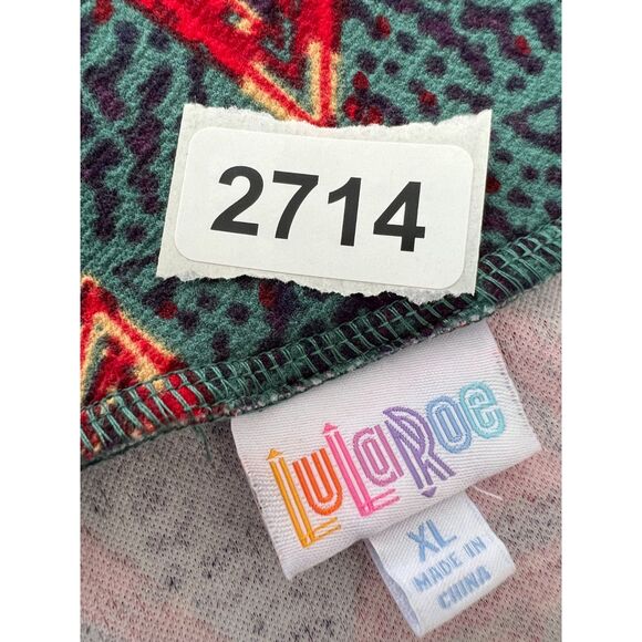 LuLaRoe Cassie Pencil Skirt Red Green Purple Triangle Geometric Print Women's XL - Picture 9 of 9